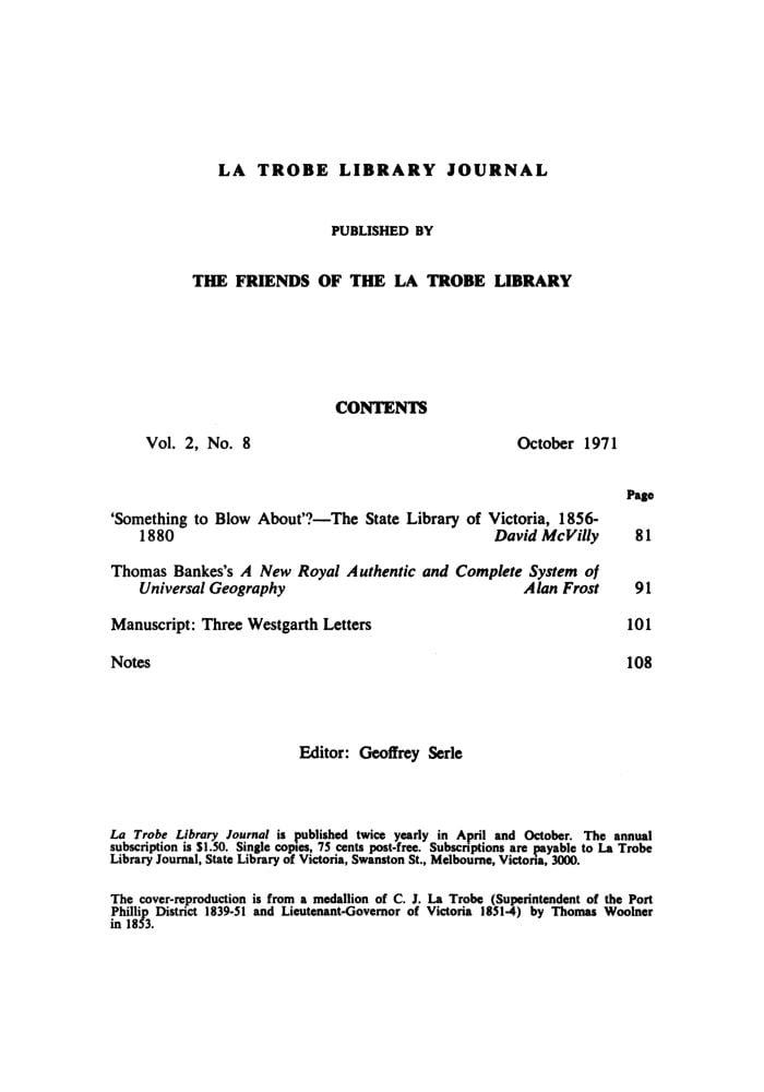 inside front cover - No 8 October 1971