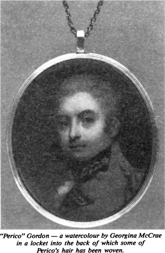 “Perico” Gordon – a watercolour by Georgiana McCrae in a locket into the back of which some of Perico’s hair has been woven. [watercolour minature in locket]