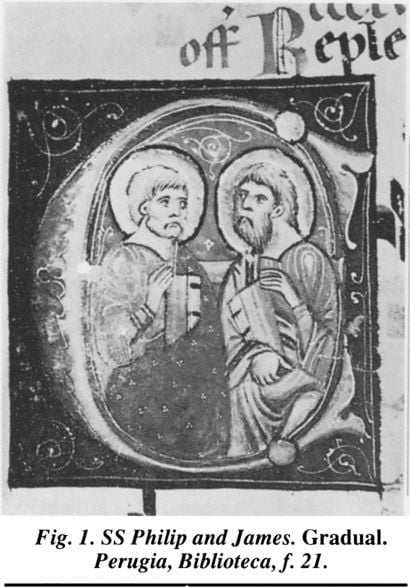 Fig.1. SS Philip and James. Gradual. Perugia, Biblioteca, f.21 [illumination]