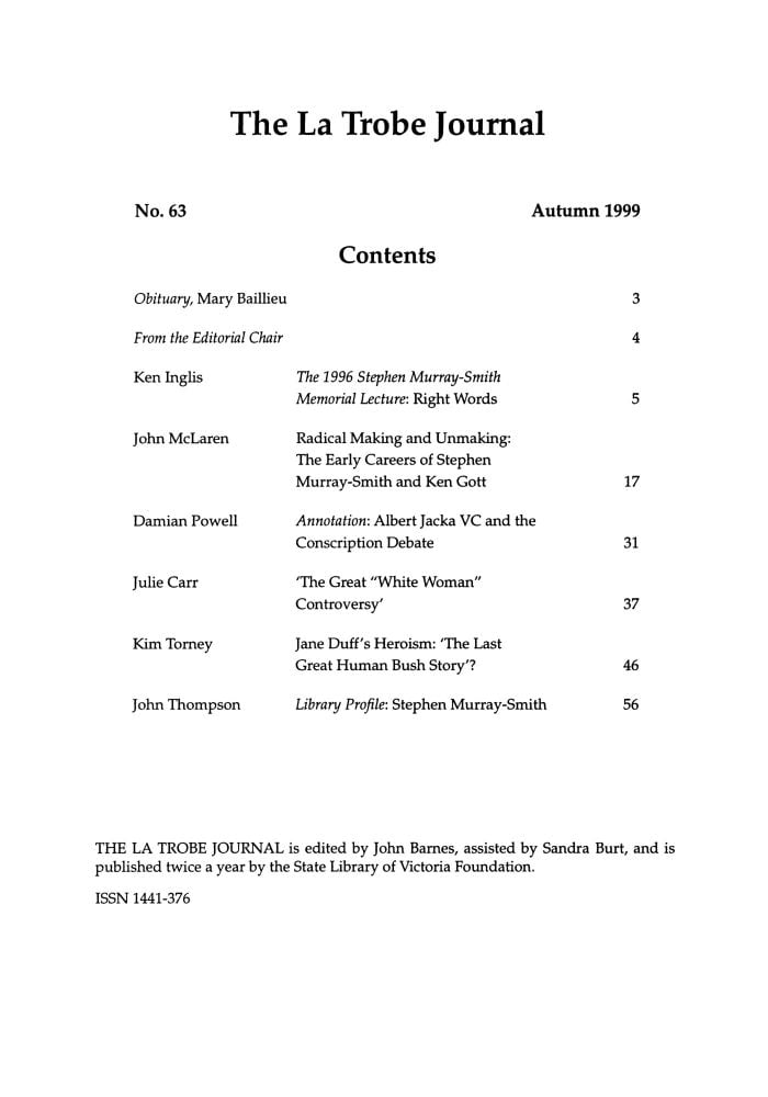 Page  - No 63 Autumn 1999