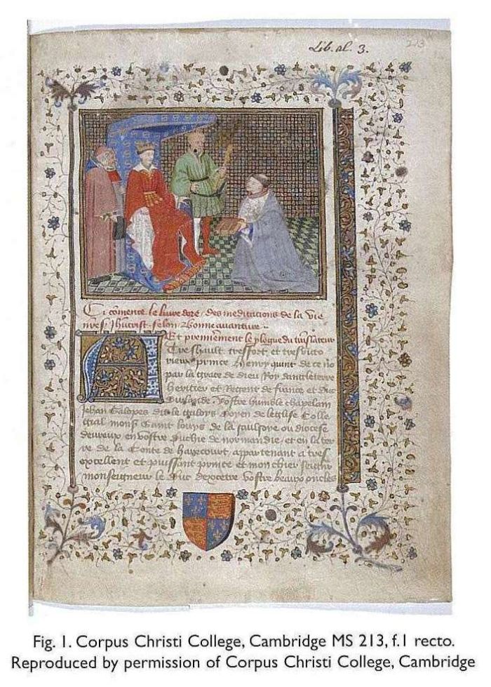 Fig. 1. Corpus Christi College, Cambridge MS 213, f.1 recto. Reproduced by permission of Corpus Christi College, Cambridge [manuscript]