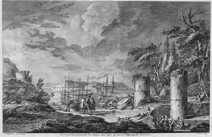 Fig. 4. ‘View of some fragments of a temple, located at a site in Attica called Thoricus’, J-D. Le Roy, 1758, P1 2.