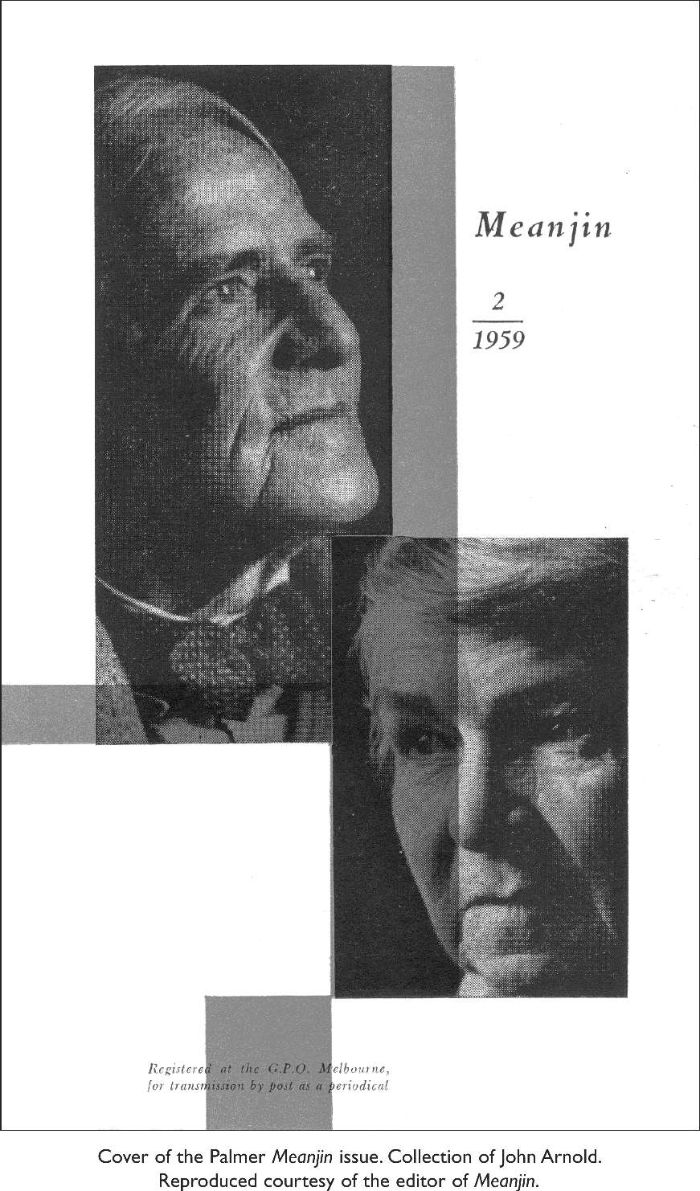 Cover of the Palmer Meanjin issue (number 2, 1959). Collection of John Arnold. Reproduced courtesy of the editor of Meanjin. [journal cover]