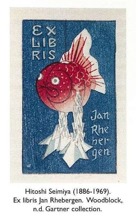Hitoshi Seimiya (1886-1969). Ex libris Jan Rhebergen. Woodblock, n.d. Gartner collection. [book plate]