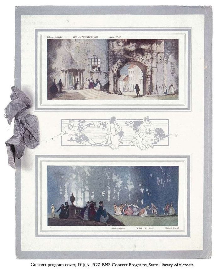 Concert program cover, 19 July 1927. BMS Concert Programs, State Library of Victoria. [illustrated program cover]