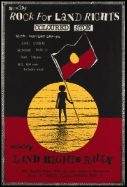 Megalo Unemployment Project, Rock for land rights, Megalo Screenprinting, 1986, H2003.90/846, Pictures Collection [poster]