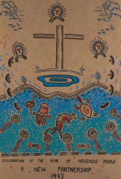 Jillimablu, A new partnership RedPlanet, 1992 Silkscreen poster print on brown paper H94.112/50, Pictures Collection [poster]