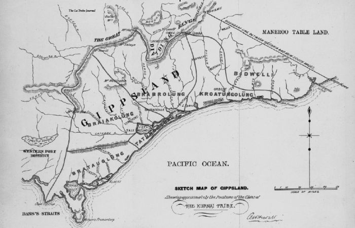 Frontispiece map in Lorimer Fison and A. W. Howitt, Kamilaroi and Kurnai . . . , Melbourne: George Robertson, 1880. [map]