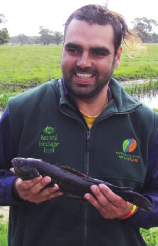 Above right: Figure 4 Lucas Bannan and a Blackfish, Darlots Creek, October 2007 (Courtesy Jed MacDonald) [photograph]