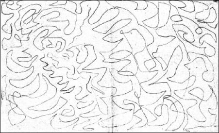 Above: Figure 16 Aboriginal pencil drawing of an extensive eel channel facility at Mt William (Robinson journal, 18 July 1841). Courtesy of the Mitchell Collection, State Library of New South Wales [drawing]