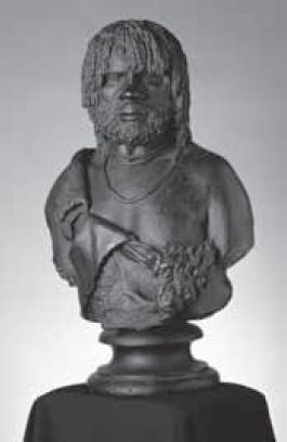 Benjamin Law, ‘Woureddy, an Aboriginal chief of Van Diemen’s Land’. Painted plaster sculpture, 1835. Tasmanian Museum and Art Gallery, AG 7739. [plaster sculpture]