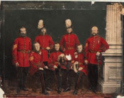 J. J. Clark (second from left at rear) as an officer of the Victorian Volunteer Engineers, 1861. Photograph by Batchelder & O’Neill. Picture Collection, H26046. [photograph]