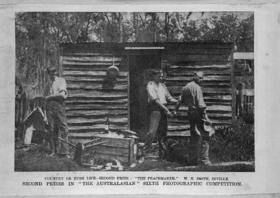 ‘Country or Bush Life – Second Prize: ‘The Peacemaker.’ W.H. Smith, Seville. Second Prize in ‘The Australasian’ Sixth Photographic Competition.’ [Photograph]