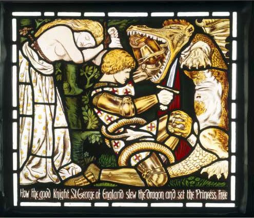 Dante Gabriel Rosetti St George and the Dragon 1862. Reproduced by permission of the Victoria and Albert Museum.