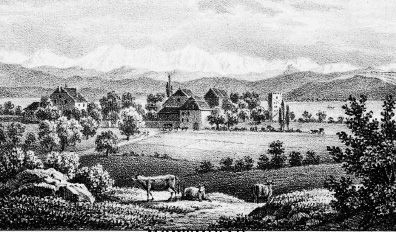 Vue de Montmirail Aquantinte, H. Baumann del, Werner, lith., [S.l.] : [s.n.], [vers 1845]. See http://bpun.unine.ch/icono/JPG01/PANE4.08.03.jpg. [Engraving]